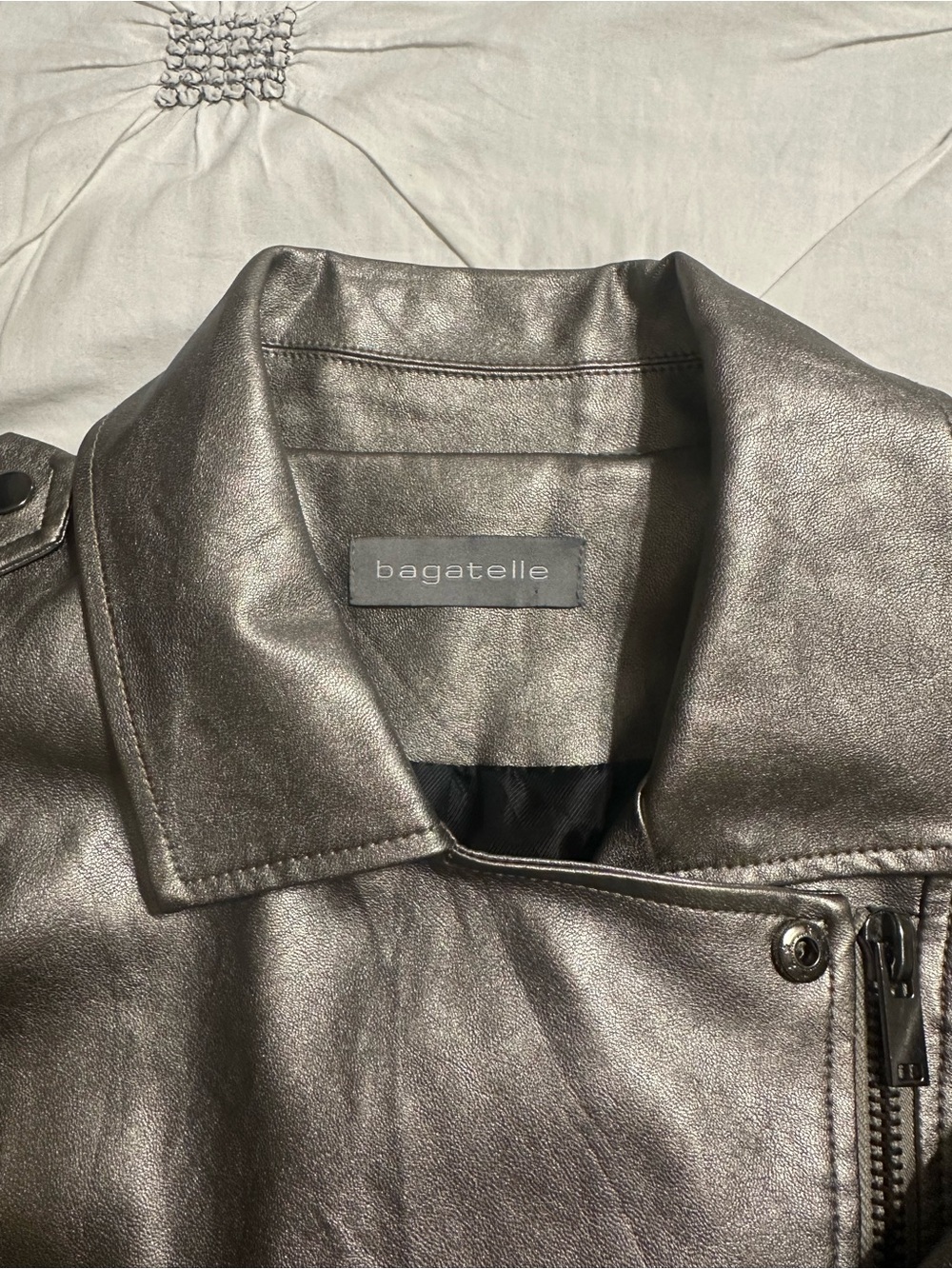 bagatelle Metallic Pewter Leather Jacket
